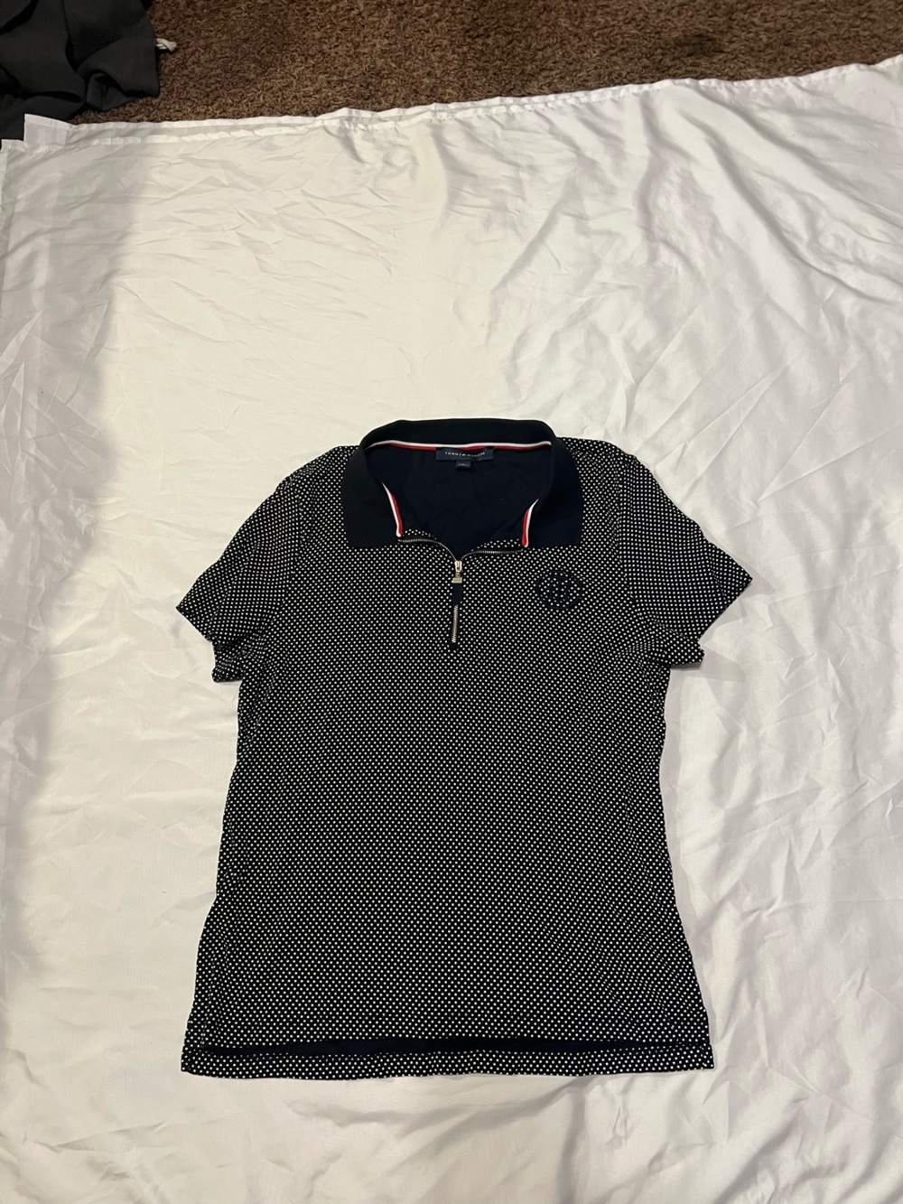 Tommy Hilfiger Navy Blue Polo with Red & White Trim